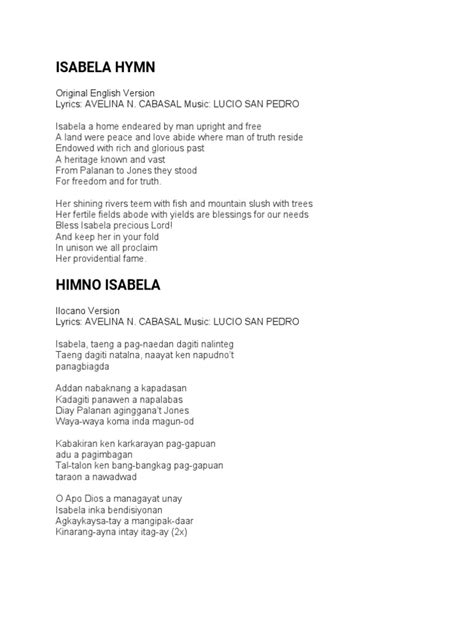 isabela hymn lyrics|Isabela Hymn .